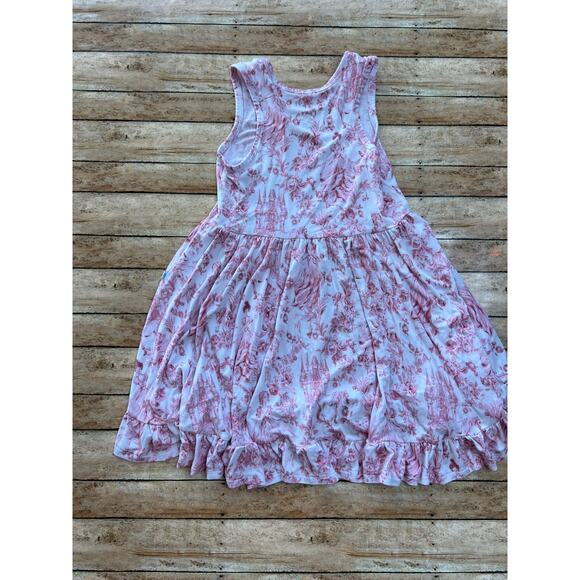 Posh Peanut Antoinette Pink Toile Bamboo Racerback Ruffled Twirl Dress 5/6 - Picture 2 of 4